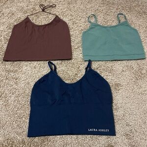 3pc Bundle Small Zara Laura Ashley Women's Blue Under Camisole Crop Tops